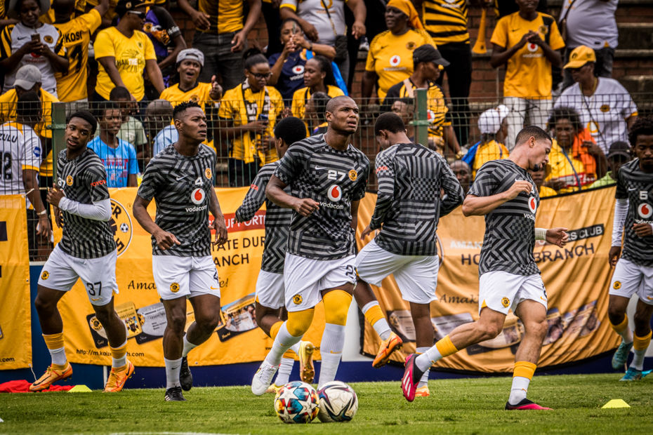 Kaizer Chiefs players warn up during the DStv Premier match against Richards Bay